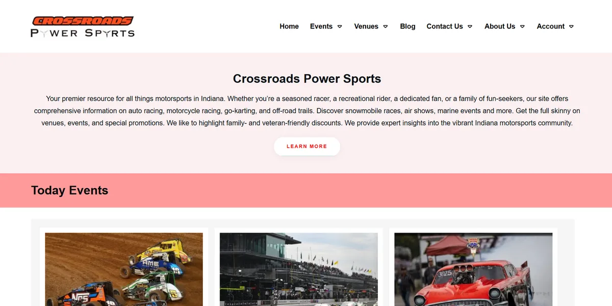 Crossroads Power Sports website homepage