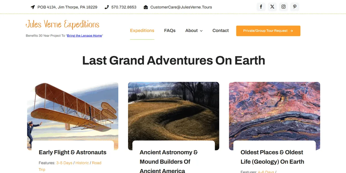 Jules Verne Tours website homepage